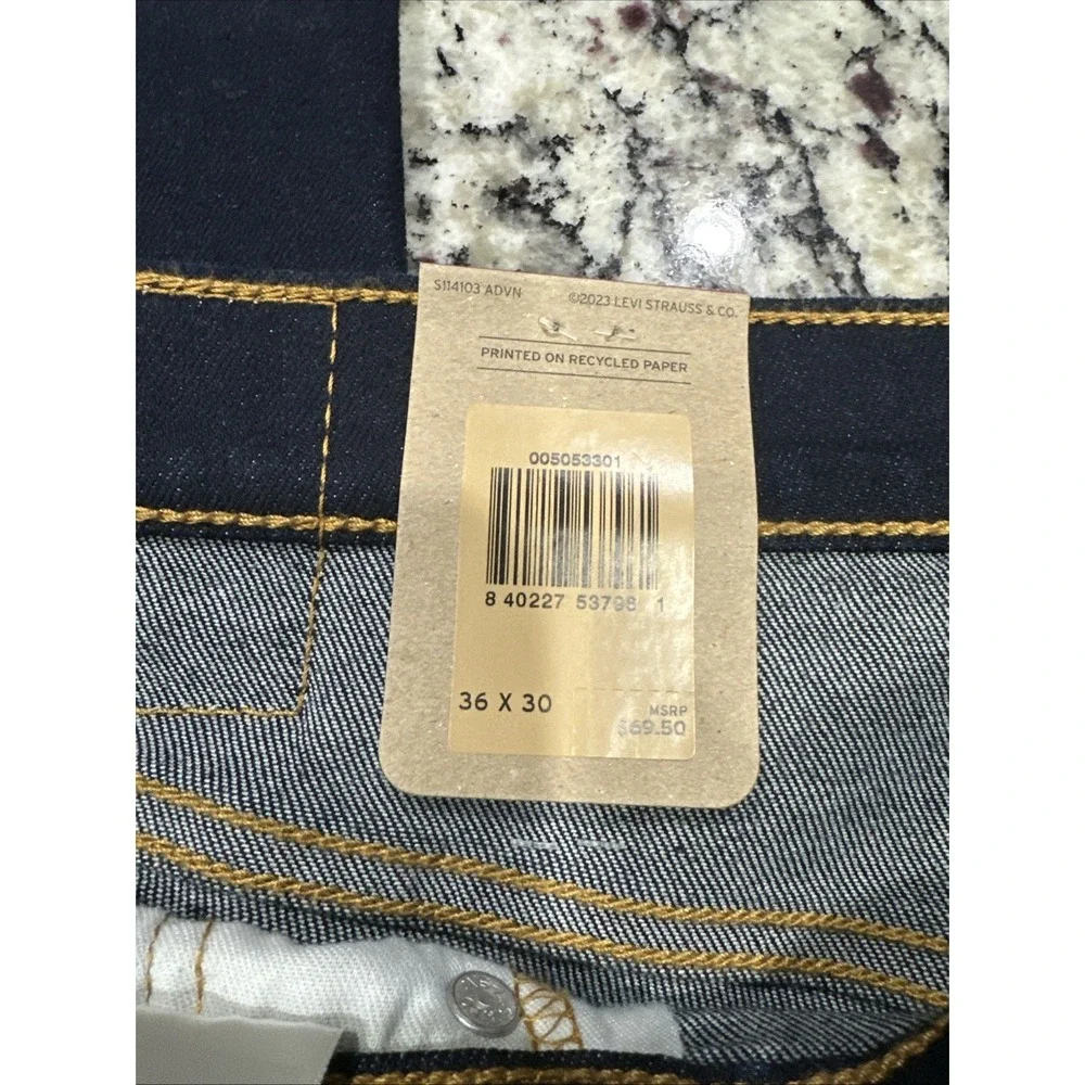 NWT Levi's 505 Regular Straight Leg Denim Jeans 36X30 Mens Dark‎ Blue Stretch